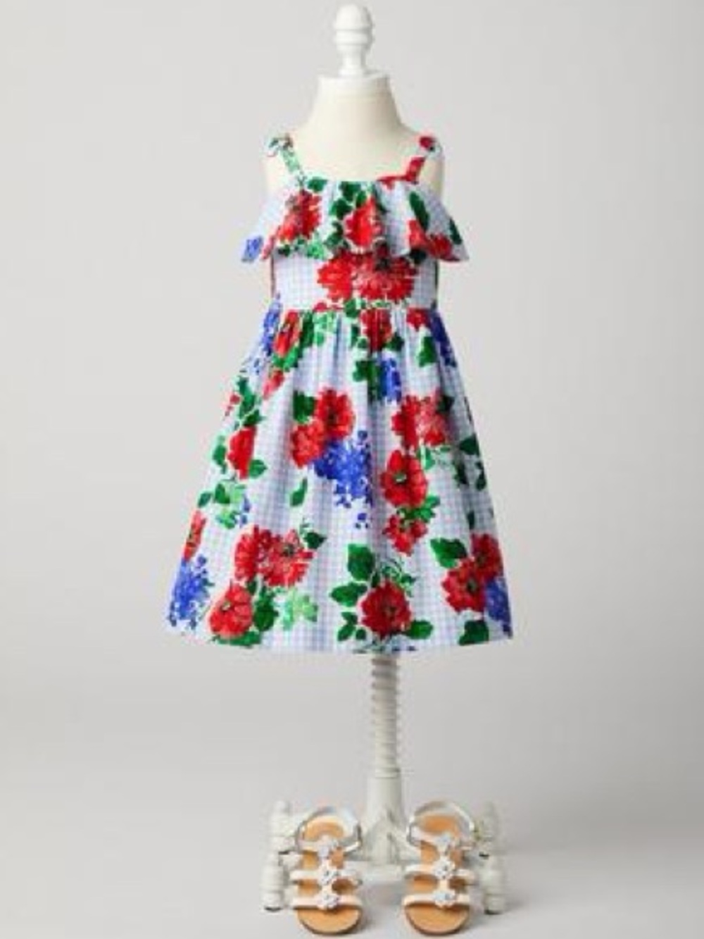 Janie and Jack Floral Gingham Dress | Size 3